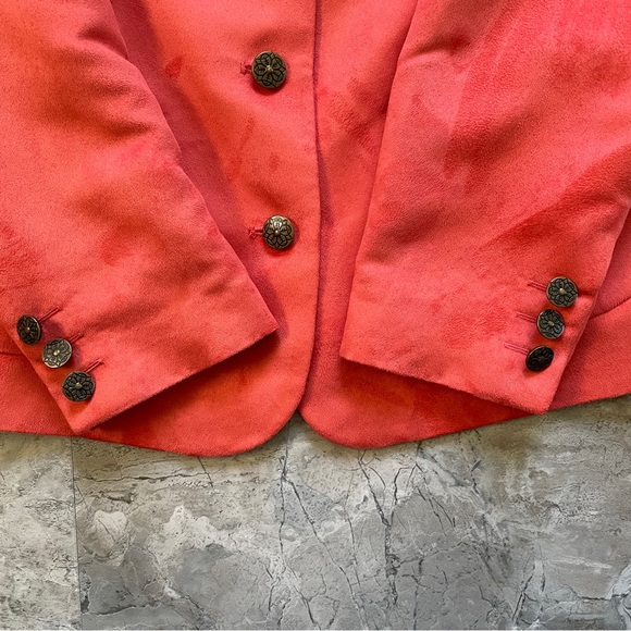 Pierre Cardin Coral Orange Suede Blazer - Picture 6 of 8